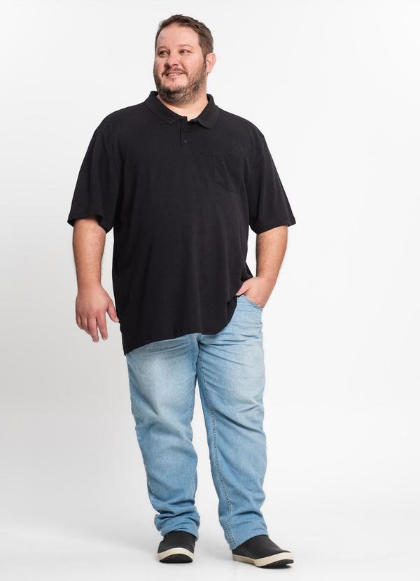 Rovitex - Camisa Polo Piquet Plus Size Masculina Ko Preto
