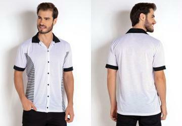 Camisa Preta e Branca com Recorte