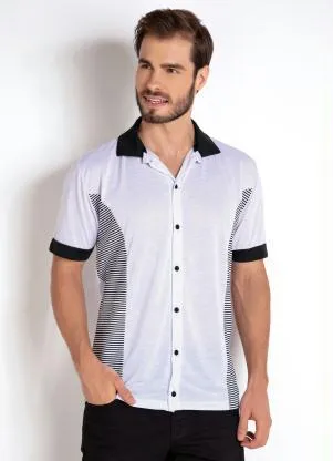 Moda Pop - Camisa Preta e Branca com Recorte - MODA POP