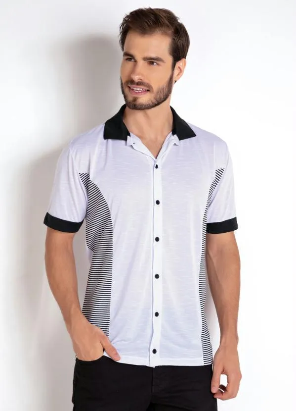 Moda Pop - Camisa Preta e Branca com Recorte