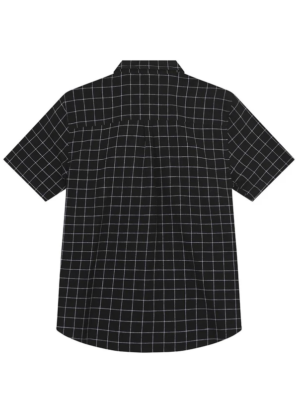 Malwee - Camisa Preta Quadriculada com Linho 3