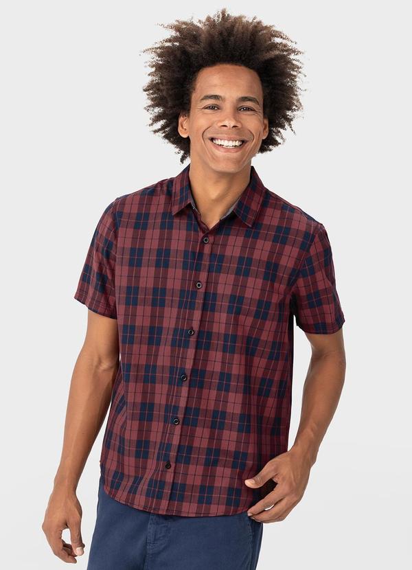 Malwee - Camisa Xadrez Masculina em Tricoline Vermelho