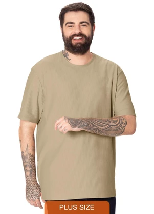 Malwee - Camiseta em Moletom Texturizado Plus Areia - MALWEE