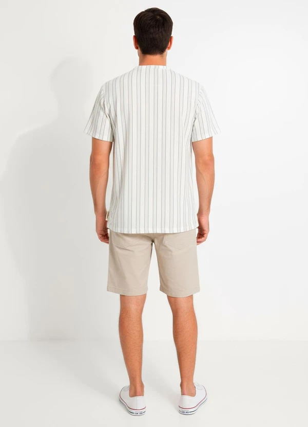 Multimarcas - Camiseta Gola Padre Listrado Bege 2