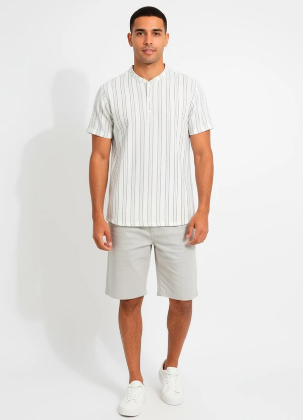 Multimarcas - Camiseta Gola Padre Listrado Bege 3