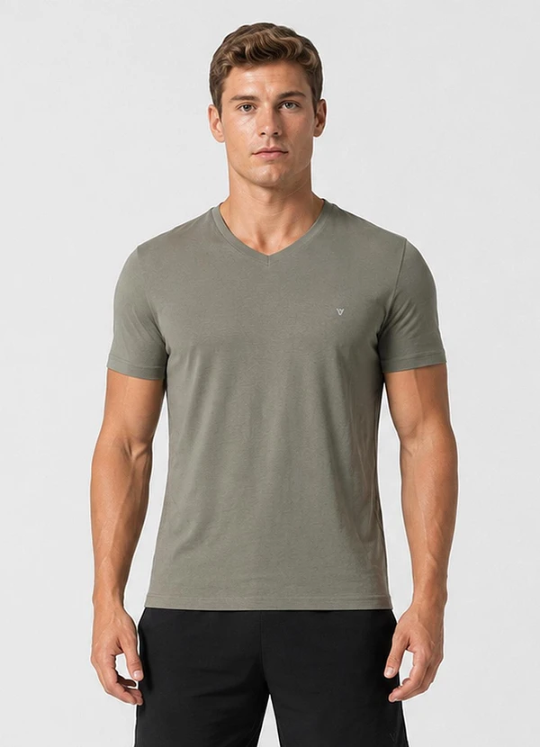 Veev - Camiseta Masculina Adulto com Gola em V Verde