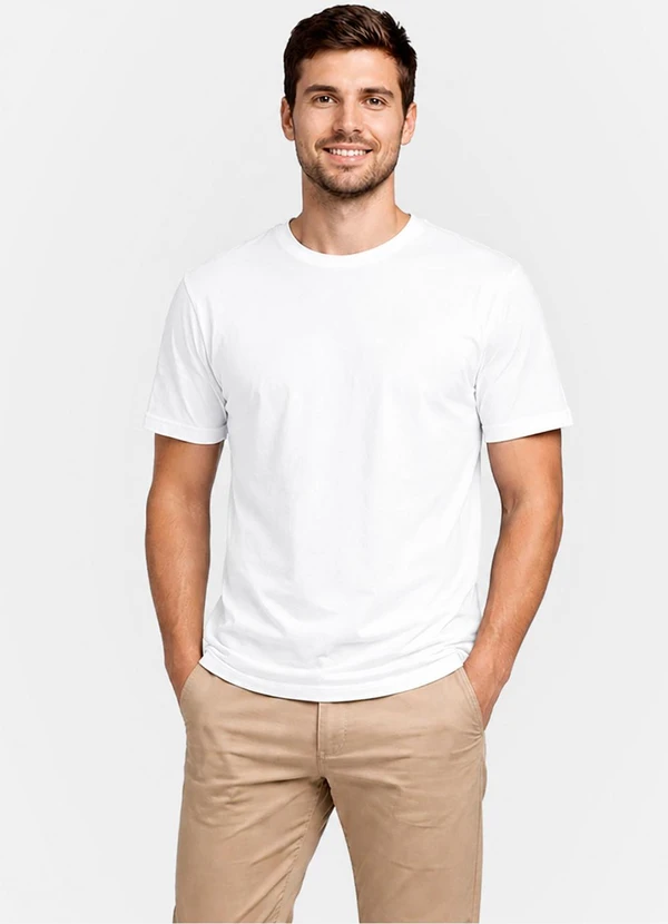 Select - Camiseta Masculina Básica Meia Malha Branco