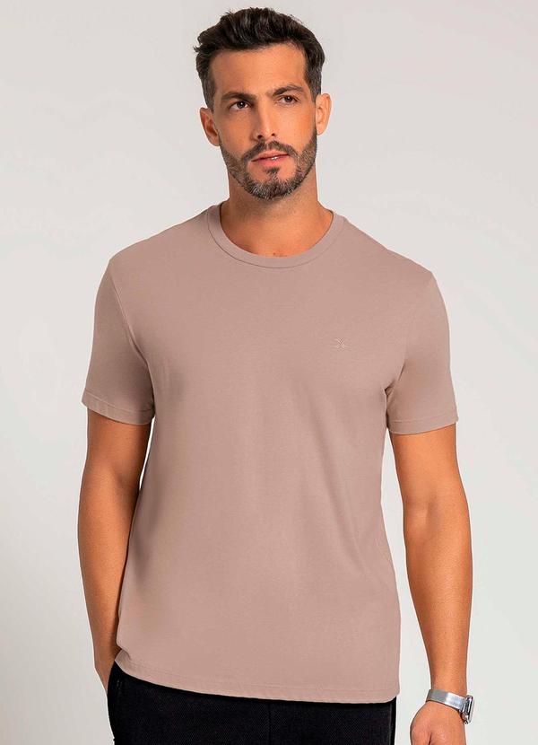 Exco - Camiseta Masculina com Bordado Bege