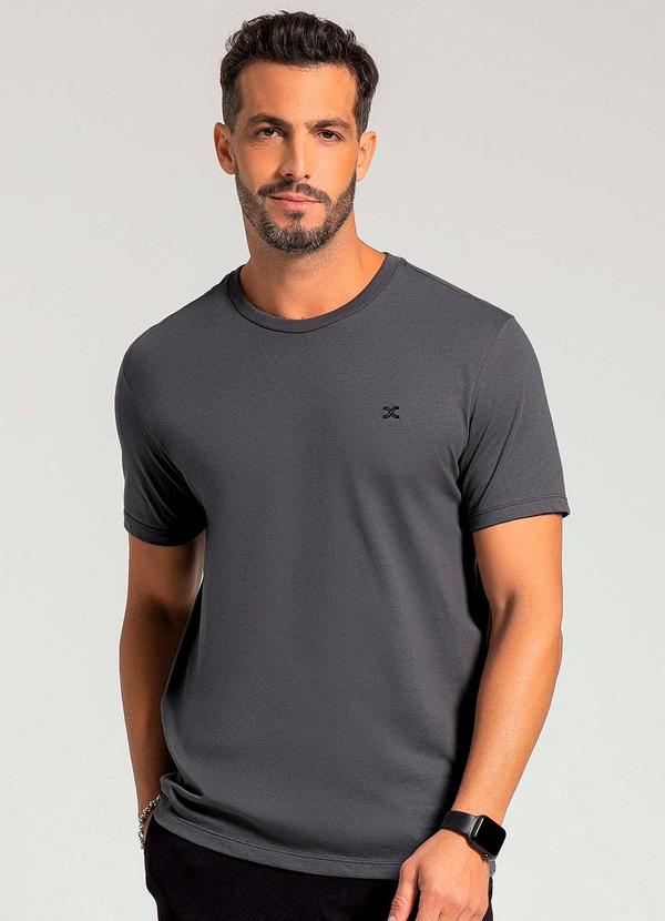 Exco - Camiseta Masculina com Bordado Cinza