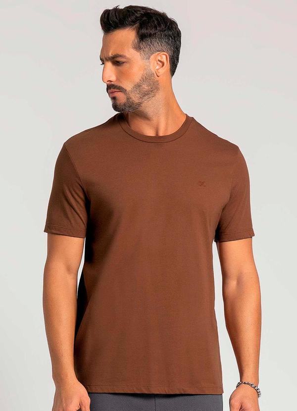 Exco - Camiseta Masculina com Bordado Marrom