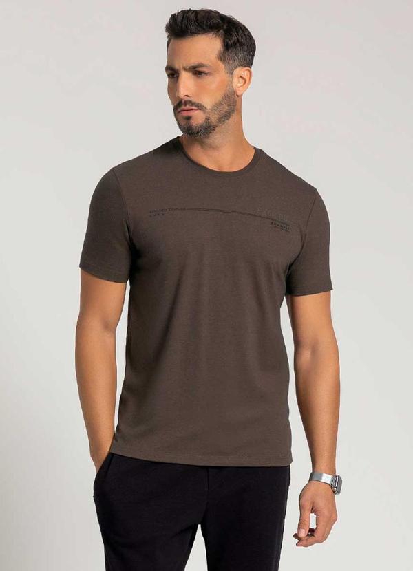 Exco - Camiseta Masculina com Estampa Marrom