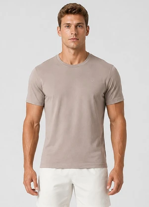 Veev - Camiseta Masculina em Malha Bamboo Bege - VEEV