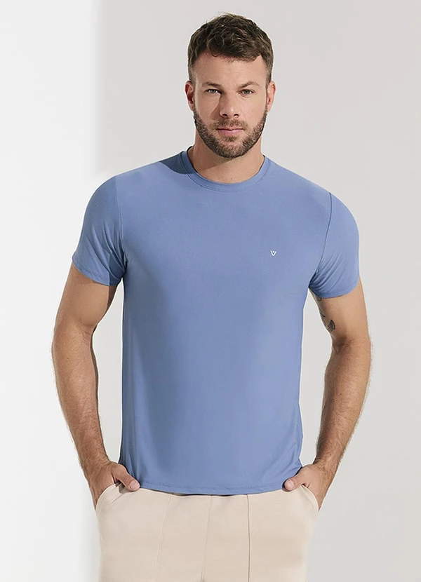 Veev - Camiseta Masculina em Malha Poliamida Pique Azul