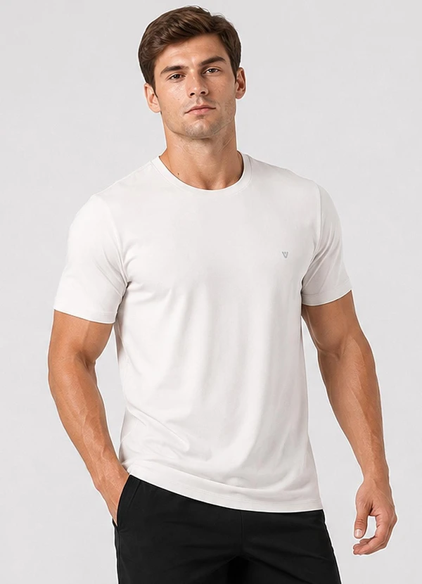 Veev - Camiseta Masculina em Malha Poliamida Pique Bege