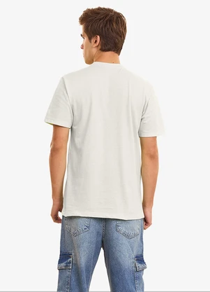Minty - Camiseta Masculina Estampa com Bordado Bege - MINTY