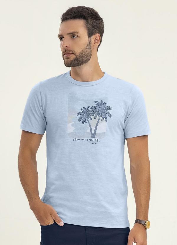 Diametro - Camiseta Masculina Malha Maquinetada Azul