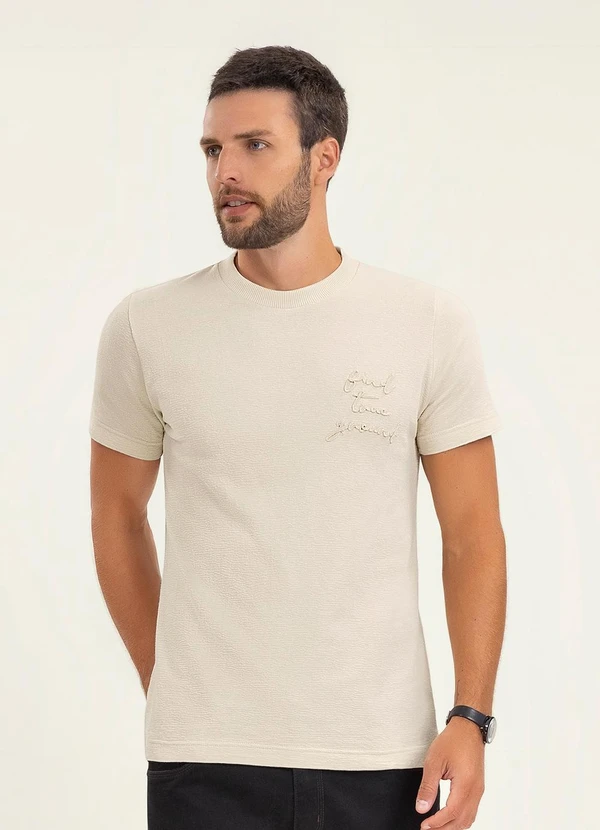 Diametro - Camiseta Masculina Manga Curta Malhão Bege