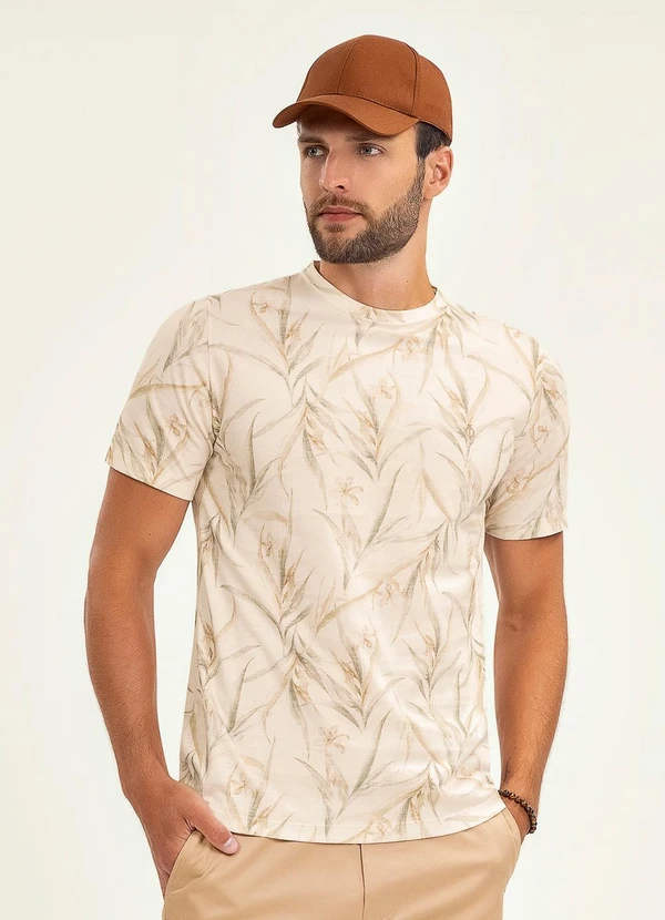 Diametro - Camiseta Masculina Manga Curta Meia Malha Bege