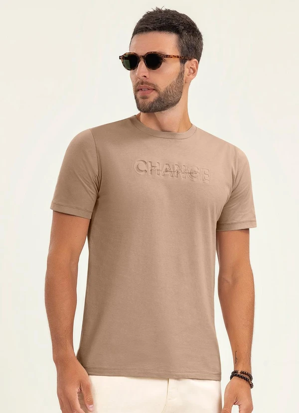 Diametro - Camiseta Masculina Manga Curta Meia Malha Marrom