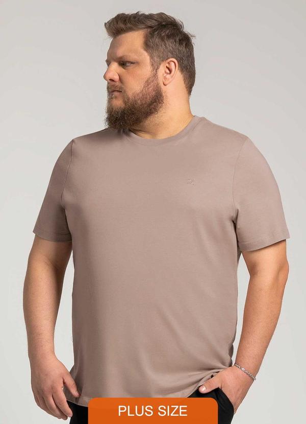 Exco - Camiseta Masculina Plus Size de Malha Bege