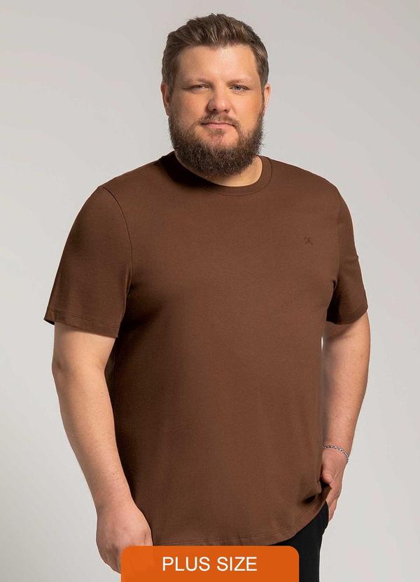 Exco - Camiseta Masculina Plus Size de Malha Marrom