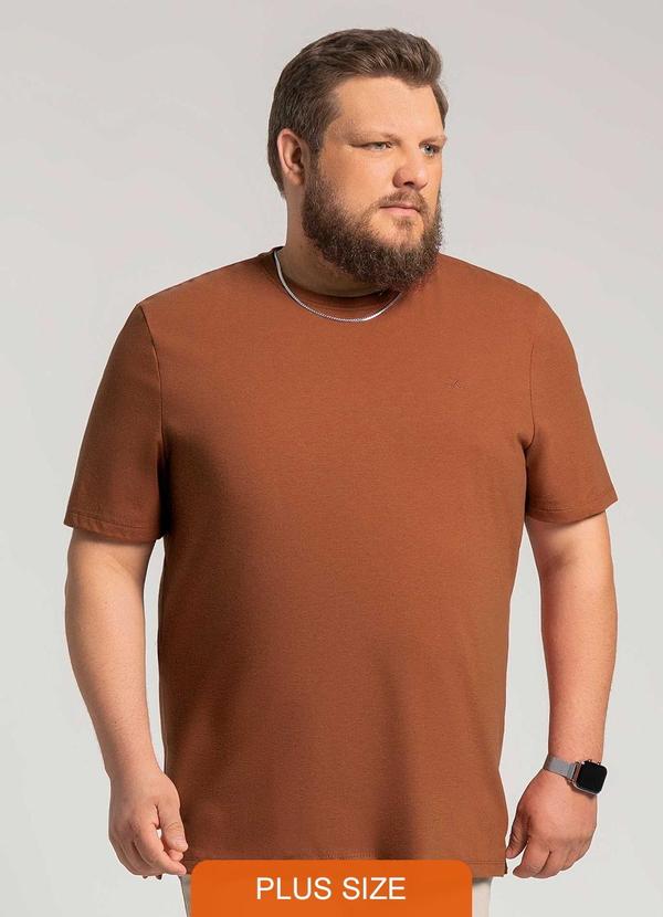 Exco - Camiseta Masculina Plus Size Marrom