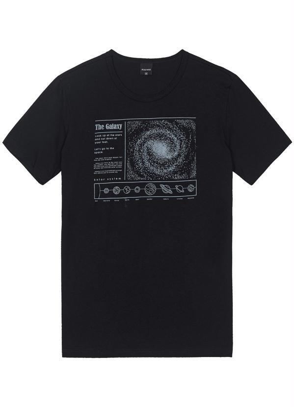 Malwee - Camiseta Tradicional Galáxia Masculina Preto