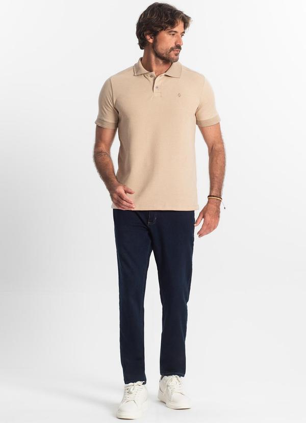 Diametro - Polo Masculina Malha Favo Bege 3