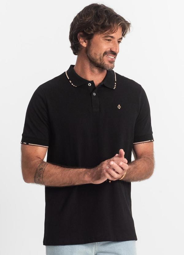 Diametro - Polo Masculina Malha Favo Preto