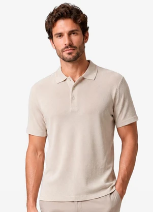 Diametro - Polo Masculina Malhão Maquinetado Bege - DIAMETRO