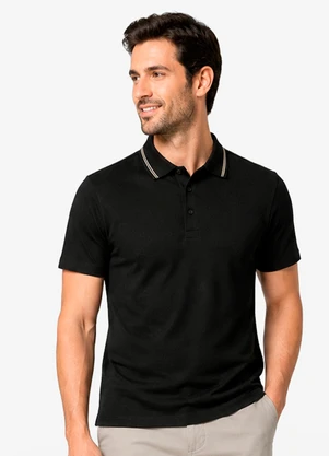 Diametro - Polo Masculina Malhão Maquinetado Preto - DIAMETRO