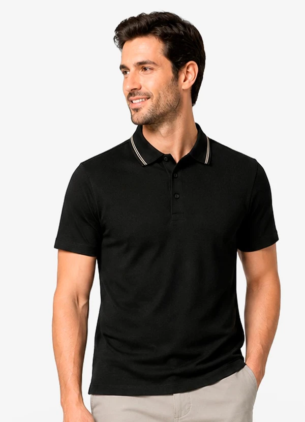 Diametro - Polo Masculina Malhão Maquinetado Preto