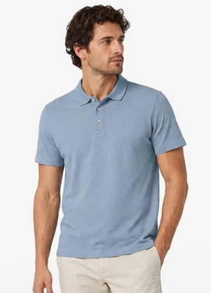 Diametro - Polo Masculina Meia Malha Texturizada Azul - DIAMETRO