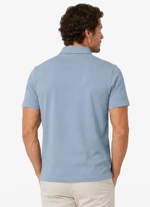 Diametro - Polo Masculina Meia Malha Texturizada Azul - DIAMETRO