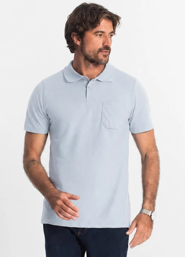 Diametro - Polo Masculina Pique Duplo Azul