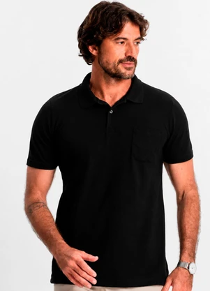 Diametro - Polo Masculina Pique Duplo Preto - DIAMETRO
