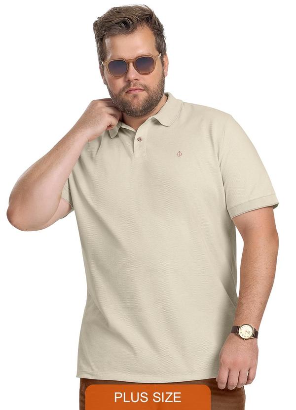 Diametro - Polo Masculina Plus Size Bege 1