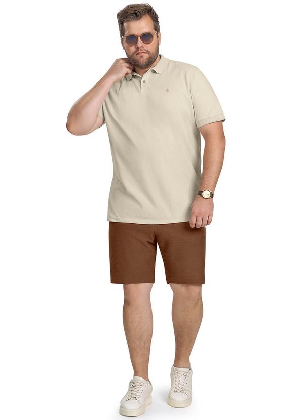 Diametro - Polo Masculina Plus Size Bege 2