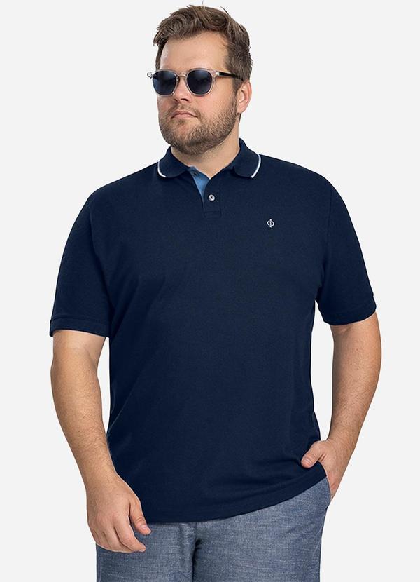 Diametro - Polo Masculina Plus Size Pique Azul