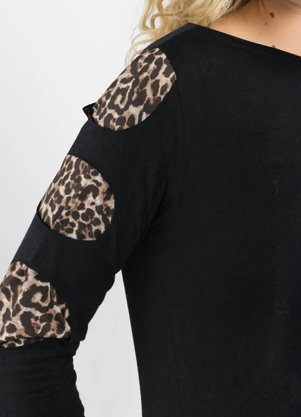 bonprix - Blusa com Recorte Preta de Onça 3