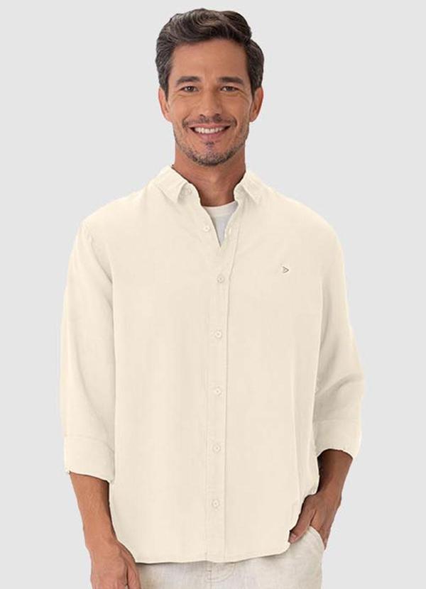 Malwee - Camisa Areia Masculina Regular em Liocel