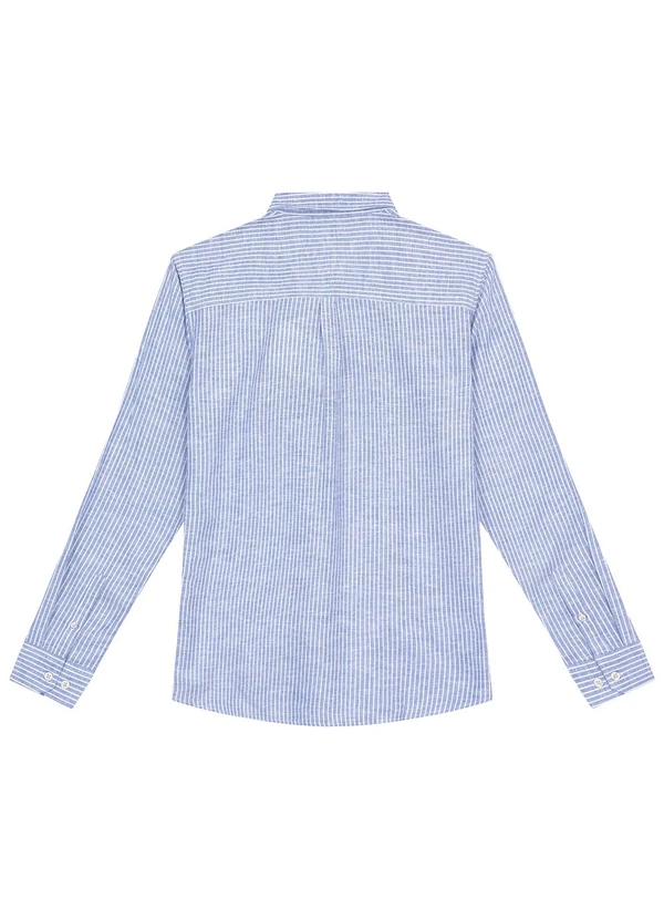 Malwee - Camisa Azul Claro Listrada em Viscolinho 4