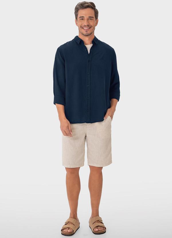 Malwee - Camisa Azul Marinho Masculina Regular em Liocel 2