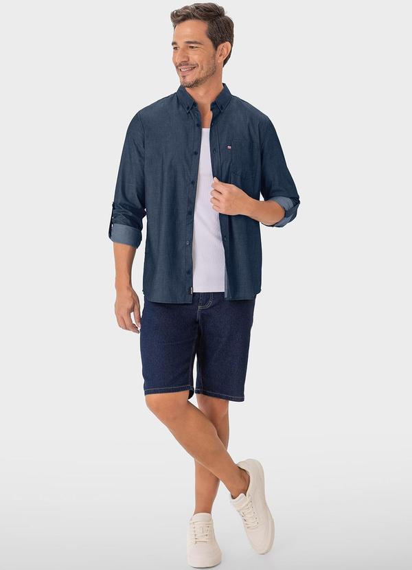 Malwee - Camisa Azul Marinho Tradicional em Chambray 2