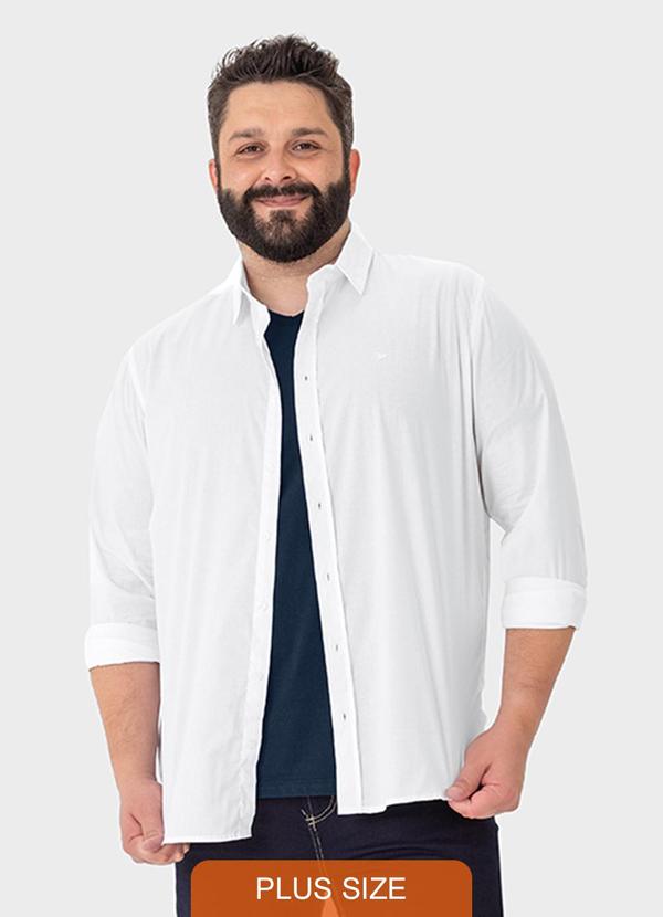 Malwee Plus - Camisa Branca Masculina em Tricoline