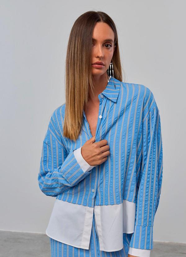 Carlota Costa - Camisa com Barrado Azul