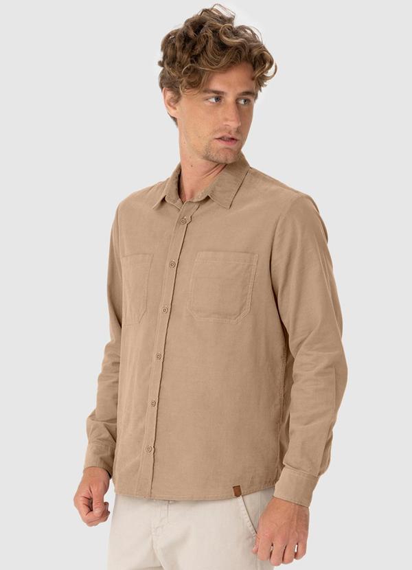 Malwee - Camisa Comfort Masculina em Cotelê Bege