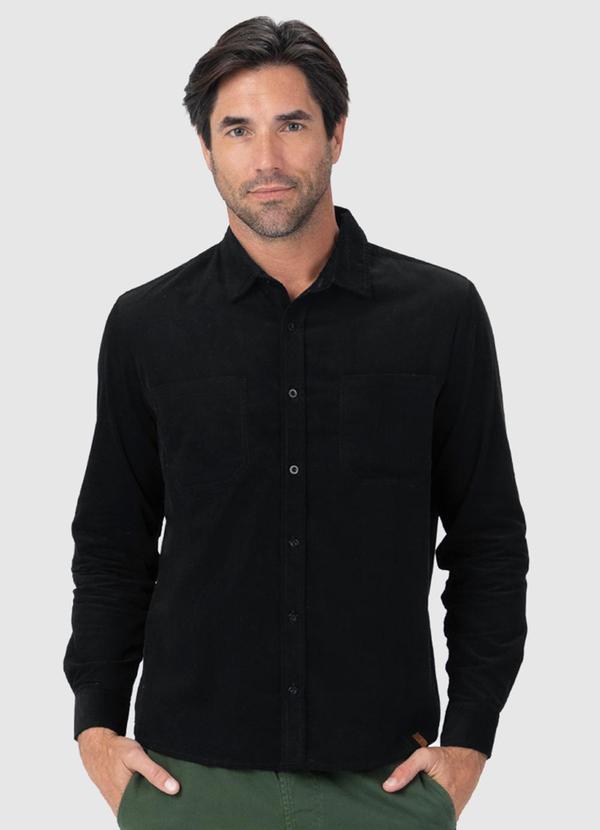Malwee - Camisa Comfort Masculina em Cotelê Preto