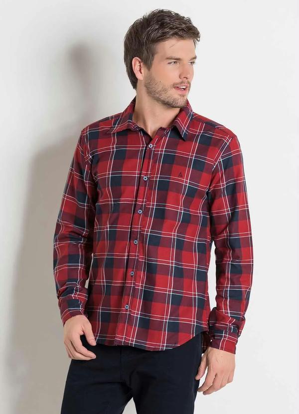 Outlet - Camisa em Flanela Xadrez Vermelho Actual
