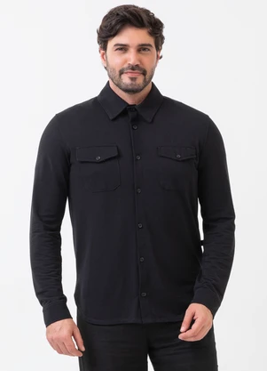 Exco - Camisa em Piquet com Elastano Preto - EXCO